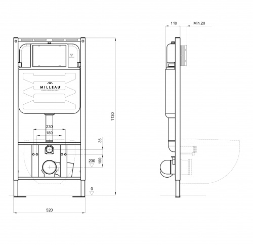 Инсталляция для унитаза MILLEAU MR0425-A5.0 фото 2